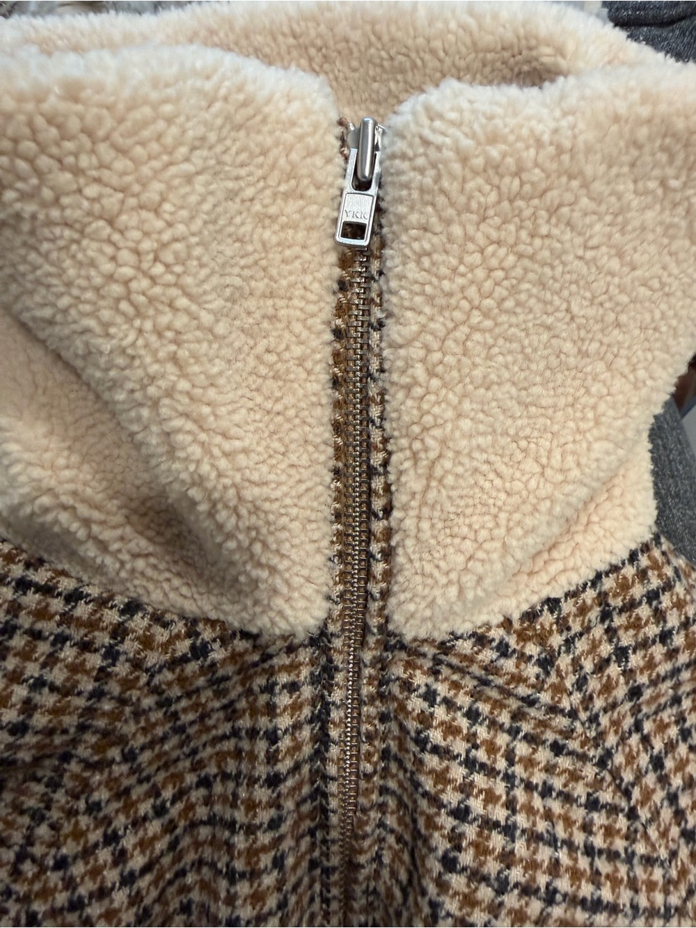 Free People Spearmint Cozy Houndstooth Sherpa-Collar Bomber Jacket - Medium - Picture 6 of 8